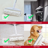 Multi-Purpose Lint Roller Hair Remover Tool Kit - Adjustable & Detachable Handle with Roller Head & Sticky Paper Roll