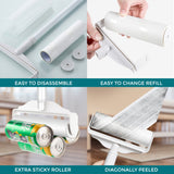 Multi-Purpose Lint Roller Hair Remover Tool Kit - Adjustable & Detachable Handle with Roller Head & Sticky Paper Roll