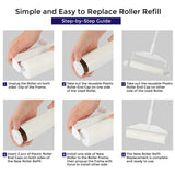 Multi-Purpose Lint Roller Hair Remover Tool Kit - Adjustable & Detachable Handle with Roller Head & Sticky Paper Roll