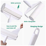 Multi-Purpose Lint Roller Hair Remover Tool Kit - Adjustable & Detachable Handle with Roller Head & Sticky Paper Roll