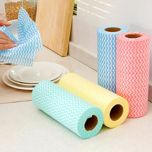 Multi-Purpose Reusable Cleaning Towels - 2 Rolls Hi-Absorbent Washable Non-Woven Fabric Cleaning Towels