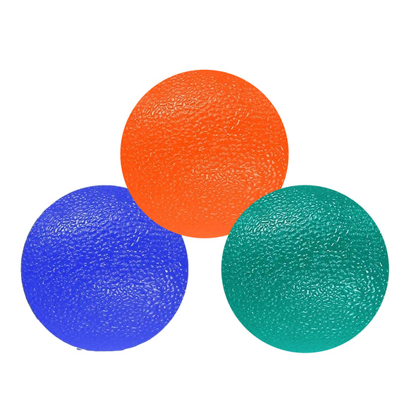 Stress Ball Finger Grip Strengthening - Set of 3 Round Squeeze Balls with Soft Medium Firm Exercise Balls Hand Therapy