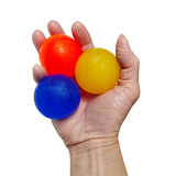Stress Ball Finger Grip Strengthening - Set of 3 Round Squeeze Balls with Soft Medium Firm Exercise Balls Hand Therapy