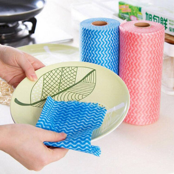 Multi-Purpose Reusable Cleaning Towels Pack - 2 Rolls Hi-Absorbent Washable Non-Woven Fabric Cleaning Towels