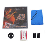 Cello AV30 Strings, Tourte Mute Silencer, Rosin, Endpin, Cleaning Cloth