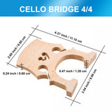 Cello Uncut Maple Wood Fitted Bridge 4/4