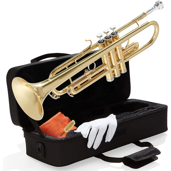 Professional Trumpet Brass Marching Bond with Hard Case & Cleaning Kit
