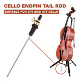 1/2 Cello Endpin Support Rod Adjustable Stainless Steel Tail Rod Stand