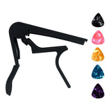 Quick Change Black Guitar Capo and 5Pcs Celluloid Picks Variety Pack Medium