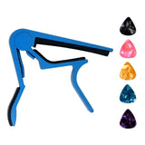 Quick Change Blue Guitar Capo and 5Pcs Celluloid Picks Variety Pack Medium