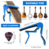 Quick Change Blue Guitar Capo and 5Pcs Celluloid Picks Variety Pack Medium