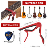 Quick Change Red Guitar Capo and 5Pcs Celluloid Picks Variety Pack Medium