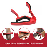 Quick Change Red Guitar Capo and 5Pcs Celluloid Picks Variety Pack Medium