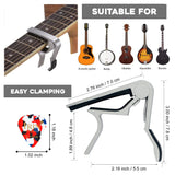 Quick Change Silver Guitar Capo and 5Pcs Celluloid Picks Variety Pack Medium