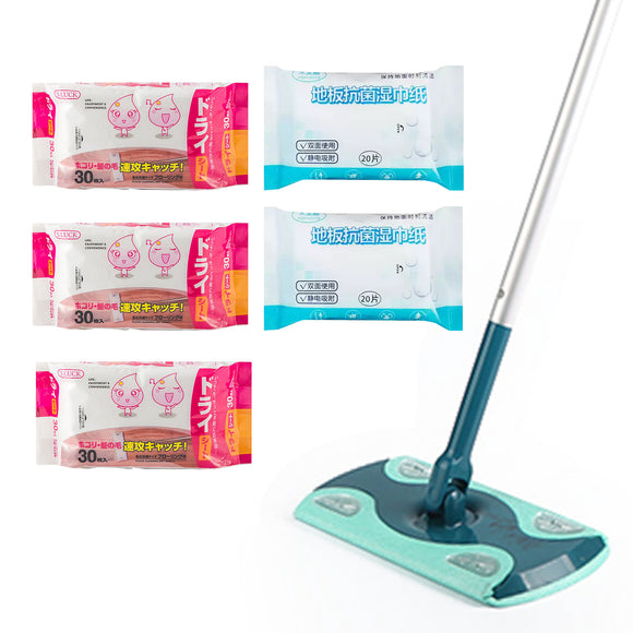 Floor Cleaning Mops Sweeper 3-in-1 Kit with Electrostatic Wet & Dry Wipes Pads Value Pack for Hardwood Laminate Tile Marble
