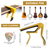 Quick Change Yellow Guitar Capo and 5Pcs Celluloid Picks Variety Pack Medium