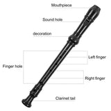 Black Soprano Descant Recorder 8 Holes with Cleaning Rod, Finger Chart & Case Bag
