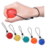 Secure Stress Ball On A String Hand Physical Therapy Relief - 5 Round Squeeze Balls with Soft Medium Firm Exercise Balls Finger Grip Strengthenering