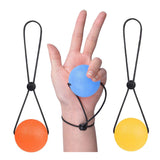 Secure Stress Ball On A String - Set of 3 Hand Physical Therapy Relief Round Squeeze Balls with Soft Medium Firm Finger Grip Exercise Balls