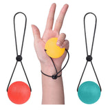 Secure Stress Ball On A String - Set of 3 Hand Physical Therapy Relief Round Squeeze Balls with Soft Medium Firm Finger Grip Exercise Balls