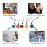 Secure Stress Ball On A String - Set of 3 Hand Physical Therapy Relief Round Squeeze Balls with Soft Medium Firm Finger Grip Exercise Balls