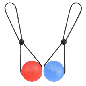 Secure Stress Ball On A String - Set of 2 Hand Physical Therapy Relief Round Squeeze Balls with Soft Medium Firm Finger Grip Exercise Balls