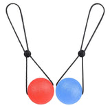 Secure Stress Ball On A String - Set of 2 Hand Physical Therapy Relief Round Squeeze Balls with Soft Medium Firm Finger Grip Exercise Balls
