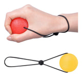 Secure Stress Ball On A String - Set of 2 Hand Physical Therapy Relief Round Squeeze Balls with Soft Medium Firm Finger Grip Exercise Balls