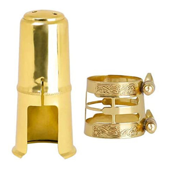Saxophone Alto Mouthpiece Kit with Cap and Ligature Gold Metal